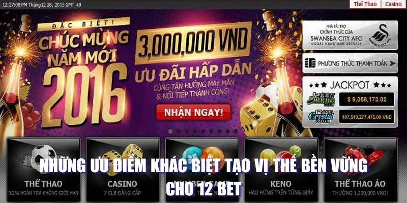 Những ưu điểm khác biệt tạo vị thế bền vững cho 12 BET