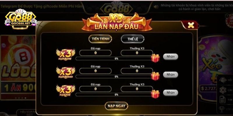 Tặng 100% giá trị tiền nạp lần đầu vào cổng game