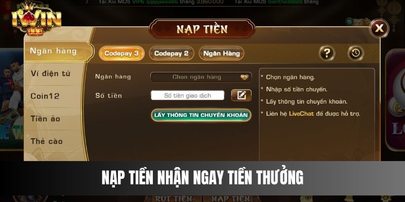 Nạp tiền nhận ngay tiền thưởng