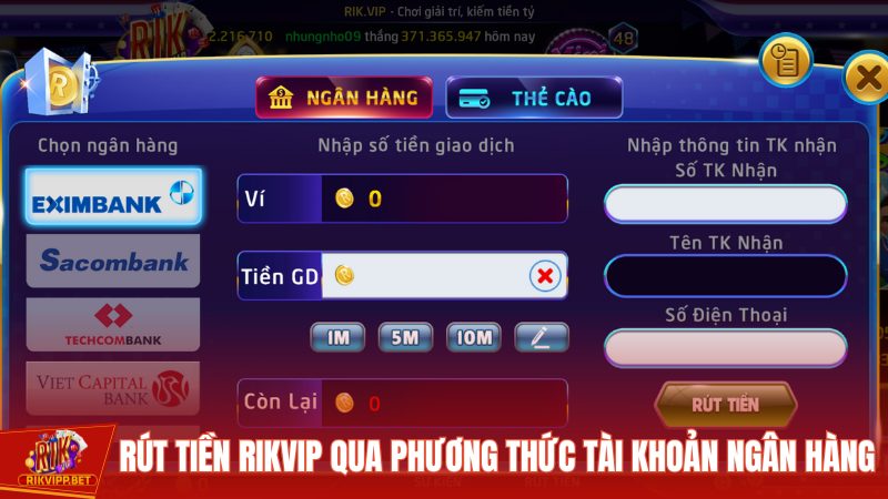 Rút tiền từ Rikvip được thiết kế đơn giản và minh bạch